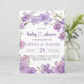 Babykläder för vår-känsliga violetta blommor inbjudningar