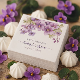 Babykläder för vår-känsliga violetta blommor pappersservett