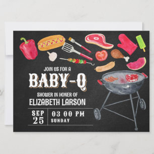 Babykläder för vattenfärg Baby Q Party i Inbjudningar