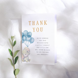 Babykläder för vattenfärg Elephant & Blue Balloons Tack Kort