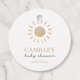 Babykläder för vattenfärgen Lycklig Gult Sol Tack Gåvor Etiketter