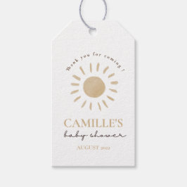 Babykläder för vattenfärgen Lycklig Gult Sol Tack Presentetikett