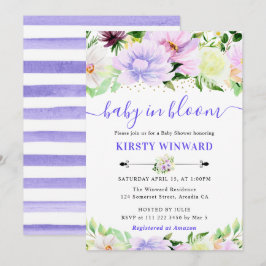 Babykläder för vattenfärgning och Lila för gräddbl Inbjudningar