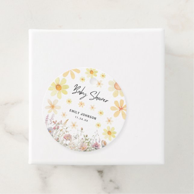 Babykläder för vattenfärgsfärg, Daisy Gåvor Etiketter (På plats)