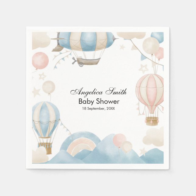 Babykläder för vattenfärgsfärg, Luftballong Pappersservett (Framsidan)