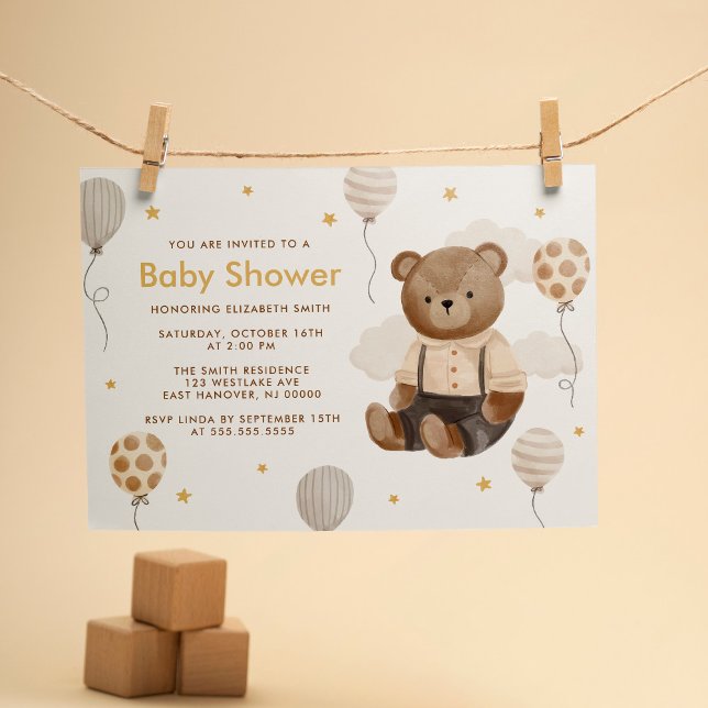 Babykläder för vattenfärgsfärg, Nalle Inbjudningar (Skapare uppladdad)