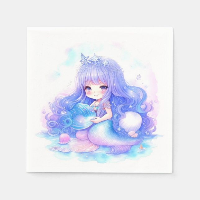Babykläder för vattenfärgsfärg, Sjöjungfru Pappersservett (Framsidan)