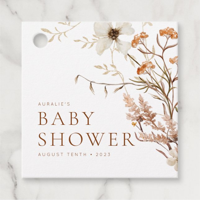 Babykläder för vild Bloom Rustic Blommigt Gåvor Etiketter (Framsida)