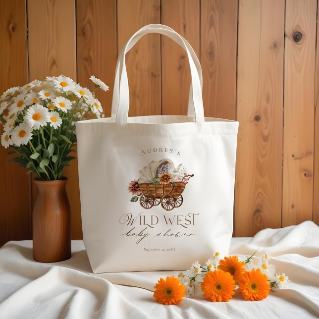 Babykläder för Western Blommigt i Vilda western La Tygkasse (Wild West Country Western Floral Wagon Baby Shower Tote Bag)