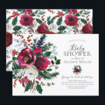 Babykläder för Winter Bloom-Blommigt Inbjudningar<br><div class="desc">Vackra vinterbukett med rödblommor och burgundblommor i vin med rödbär och grenar. Besök vår butik för att se vår vackra vinterblomningssamling.</div>