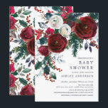 Babykläder för Winter Bloom-Blommigt Inbjudningar<br><div class="desc">Vackra vinterbukett med rödblommor och burgundblommor i vin med rödbär och grenar. Besök vår butik för att se vår vackra vinterblomningssamling.</div>