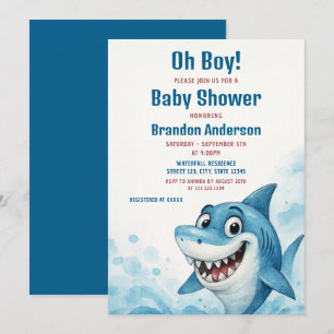 Babykläder från Blue Shark Boy Théme Inbjudningar