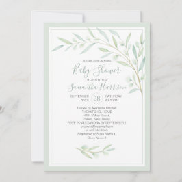 Babykläder Greenery Elegant Watercolor Foliage Inbjudningar