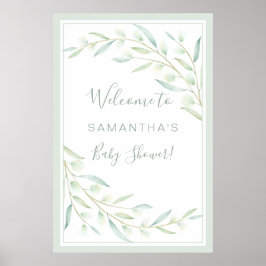 Babykläder Greenery Elegant Watercolor Foliage Poster