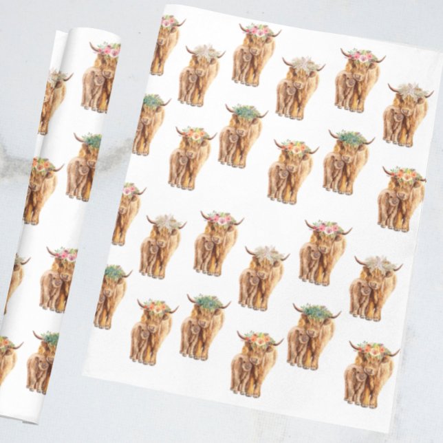 Babykläder, höglandskund och Calf Watercolor Presentpapper (Skapare uppladdad)