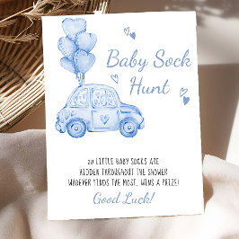 Babykläder i baby Sock Hunt Blue Car Ballons Poster