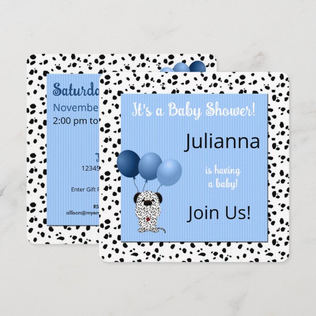Babykläder i Blå Dalmatien Inbjudningar (Fram/baksida)