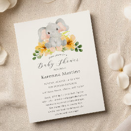 Babykläder i modern Elephant Blommigt Script Showe Inbjudningar