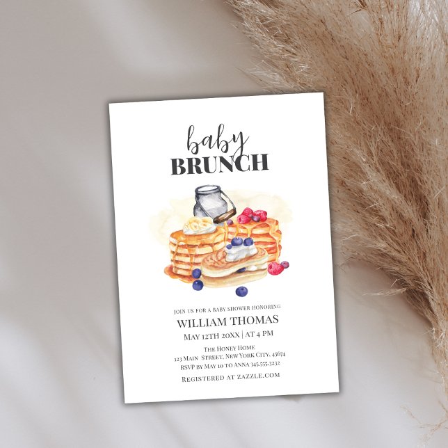 Babykläder i modern Pancake Baby Brunch Inbjudningar (Modern Pancake Baby Brunch Baby Shower Invitation)