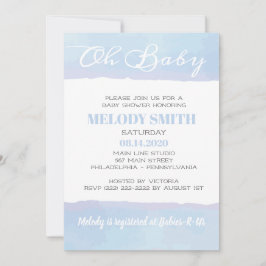 Babykläder i Modern Watercolor Blue OH BABY Inbjudningar
