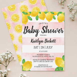 Babykläder i Modern Watercolor Lemon Träd Inbjudningar