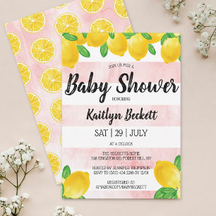 Babykläder i Modern Watercolor Lemon Träd Inbjudningar