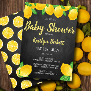 Babykläder i Modern Watercolor Lemon Träd Inbjudningar