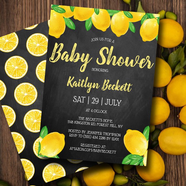 Babykläder i Modern Watercolor Lemon Träd Inbjudningar (Skapare uppladdad)