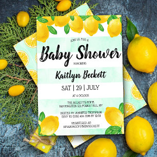 Babykläder i Modern Watercolor Lemon Träd Inbjudningar