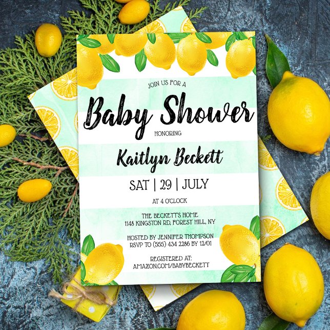 Babykläder i Modern Watercolor Lemon Träd Inbjudningar (Skapare uppladdad)