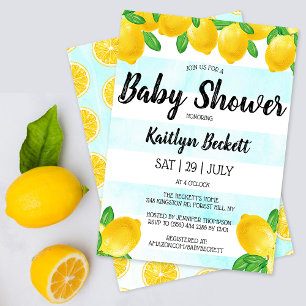 Babykläder i Modern Watercolor Lemon Träd Inbjudningar