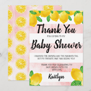 Babykläder i Modern Watercolor Lemon Träd Tack Kort
