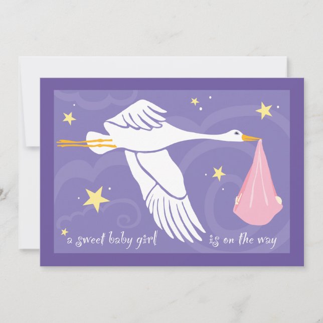 Babykläder, inbjudan 5x7 - Lila i Flicka (Framsida)