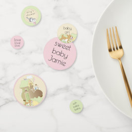 Babykläder, konfetti Bygger Bibliotek/Rosa