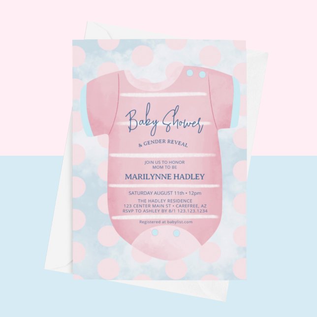 Babykläder Könsbestämning Bebis Shower Inbjudningar (Skapare uppladdad)