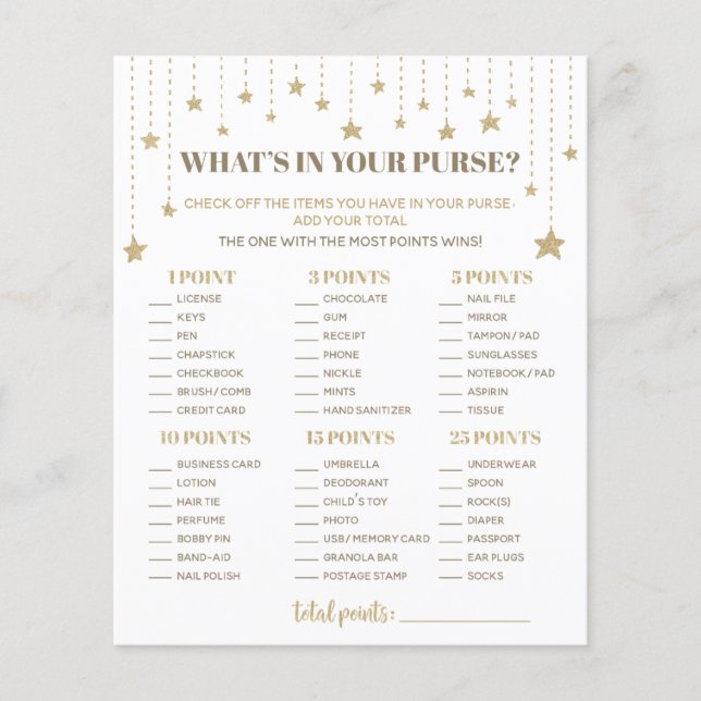 Babykläder med Guld Twinkle Star Shower What's in  (Framsida)