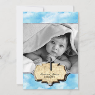 Babykläder Moln som klämmer Firande baptism Inbjudningar