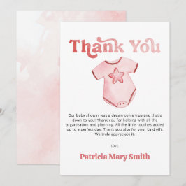 Babykläder Rosa Flickebarn Baby Shower Tacksamhets Tack Kort