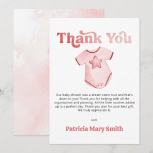 Babykläder Rosa Flickebarn Baby Shower Tacksamhets Tack Kort