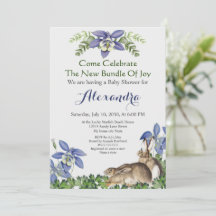 Babykläder, Snyggt, blå Blommigt, kanin, vattenfär