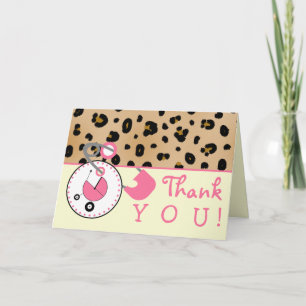 Babykläder Tack - Leopard Print & Diaper Pin Kort