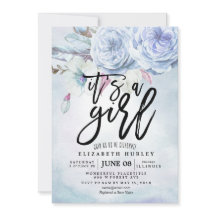 Babykläder, vattenfärg, Bohemiska blommor och fjäd