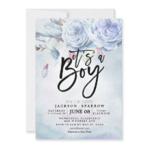 Babykläder, vattenfärg, Bohemiska blommor och fjäd