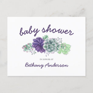 Babykläder Vattenfärgsgarland av Succulents Inbjudan Vykort