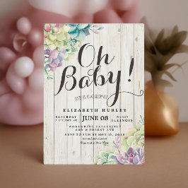 Babykläder Vattenskärg Succulants White Wood Inbjudningar