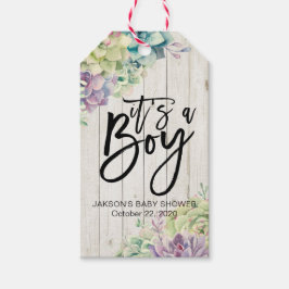 Babykläder Vattenskärg Succulants White Wood Presentetikett