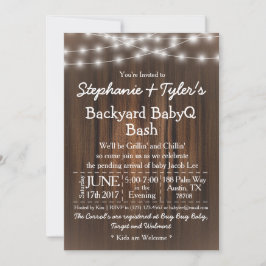 BabykläderQ Backyard Bash Ljus Wood Rustic Baby Sh Inbjudningar
