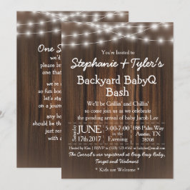 BabykläderQ Backyard Bash Ljus Wood Rustic Baby Sh Inbjudningar