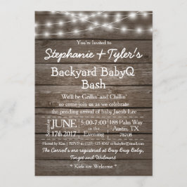 BabykläderQ Bash Ljus Wood Rustic Baby Shower Inbjudningar