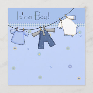 Babyklädstreck Babypojke Klädstreck Baby Shower Inbjudningar